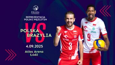 Grafika promująca mecz Polska-Brazylia w siatkówkę