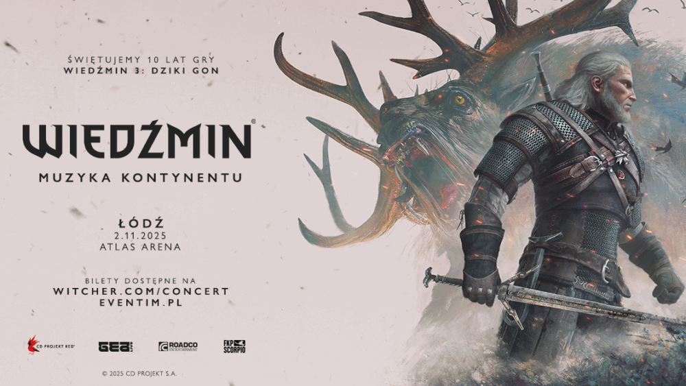 Grafika promująca koncert The Witcher w Łodzi w Atlas Arenie