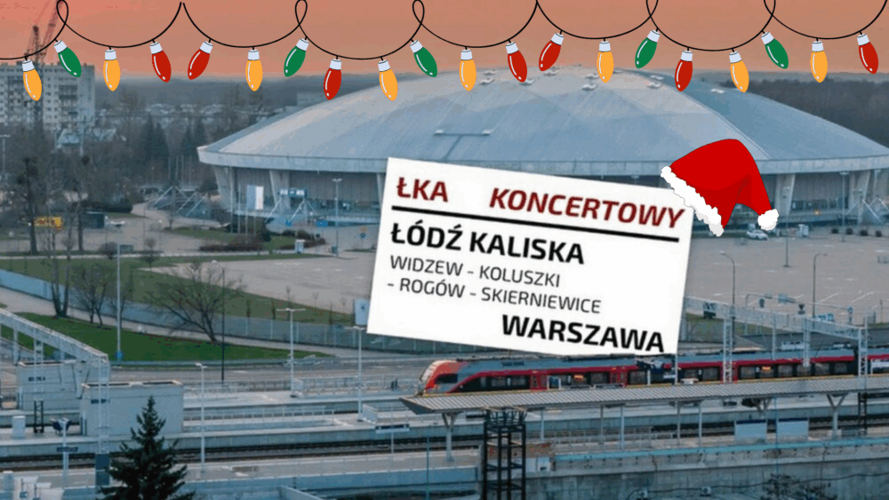 Zdjęcie promujące pocią ŁKA z łodzi do warszawy po koncercie w atlas arenie