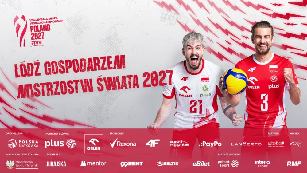 Grafika promująca mistrzostwa świata w siatkówkę w atlas arenie w łodzi