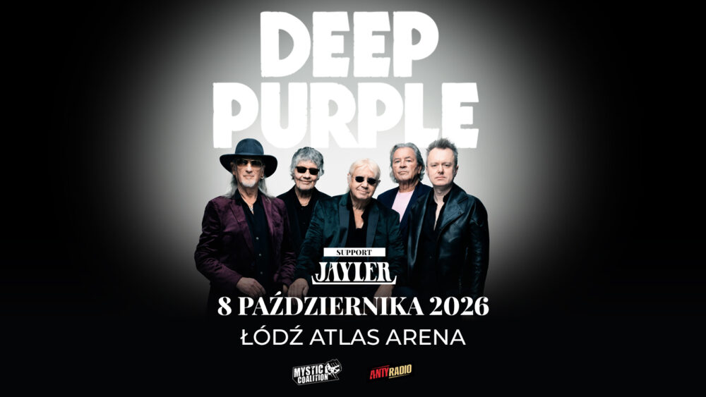 Grafika promująca deep purple w łodzi w atlas arenie